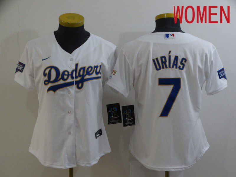 Women Los Angeles Dodgers #7 Urias White Game 2021 Nike MLB Jersey1